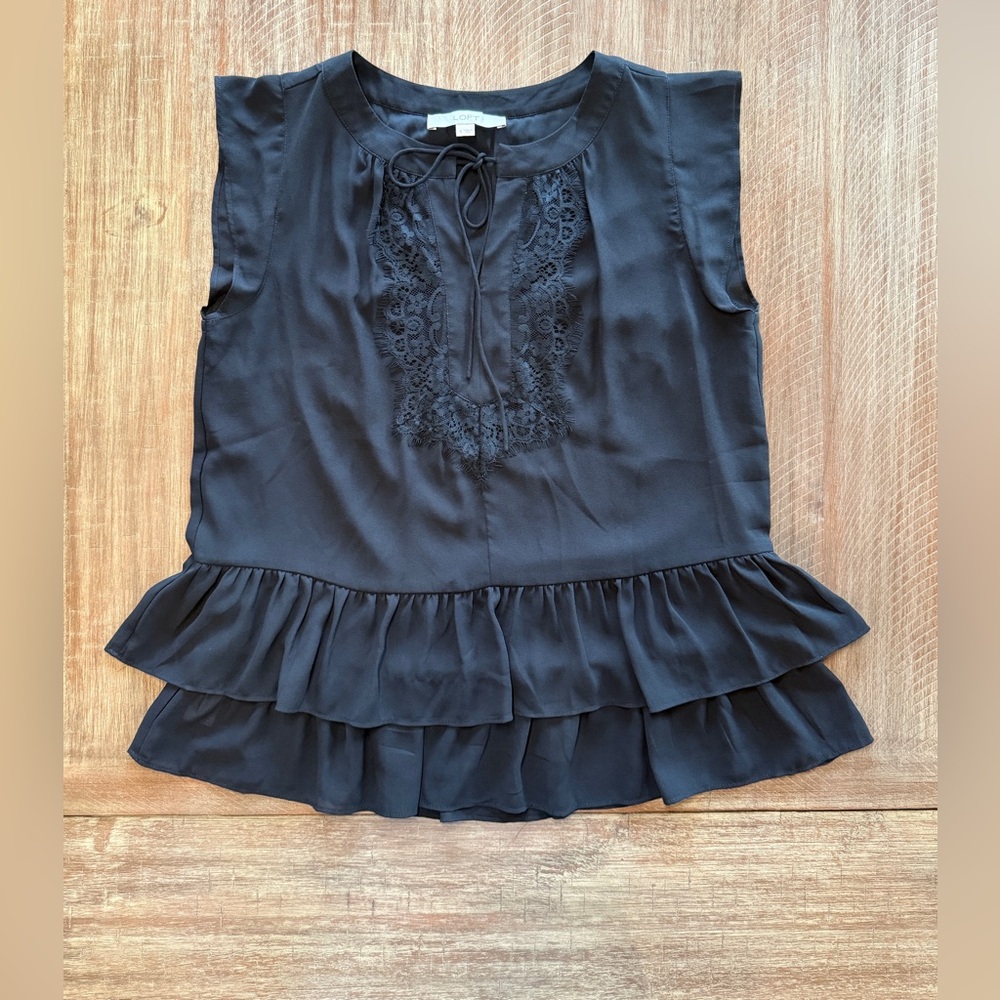 LOFT Sleeveless Ruffle Peplum Top, S